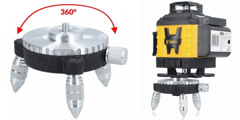 Laserowa Poziomica Xtech 360° 4D Z Pilotem, Lcd, Regulowana Podstawa