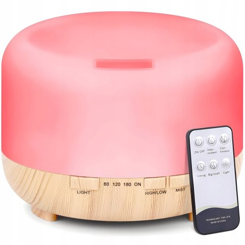 Nawilżacz Powietrza 500Ml 12W Z Pilotem, Lampka Nocna, Aromaterapia, Rgb