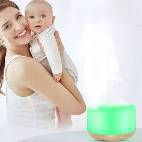 Nawilżacz Powietrza 500Ml 12W Z Pilotem, Lampka Nocna, Aromaterapia, Rgb