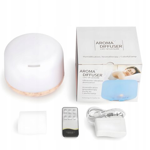 Nawilżacz Powietrza 500Ml 12W Z Pilotem, Lampka Nocna, Aromaterapia, Rgb