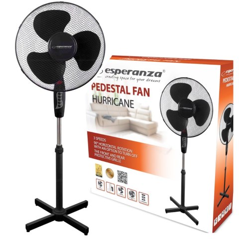 Wiatrak Podłogowy Wentylator Cicha Praca Mocny Hurricane 16'' 50W Oscylacja