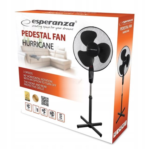 Wiatrak Podłogowy Wentylator Cicha Praca Mocny Hurricane 16'' 50W Oscylacja