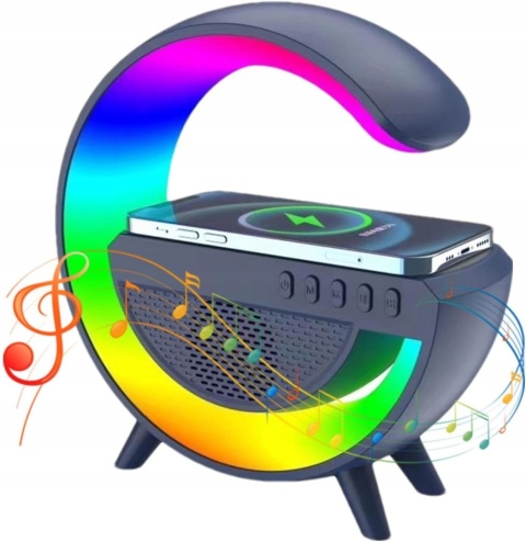 BIAŁY PRZENOŚNY GŁOŚNIK XXL BLUETOOTH Z LAMPKĄ I ŁADOWARKĄ INDUKCYJNĄ 10W
