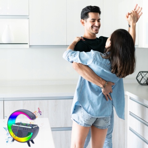 BIAŁY PRZENOŚNY GŁOŚNIK XXL BLUETOOTH Z LAMPKĄ I ŁADOWARKĄ INDUKCYJNĄ 10W