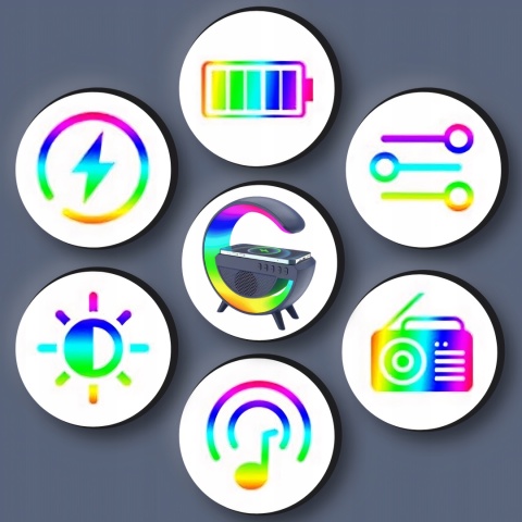 BIAŁY PRZENOŚNY GŁOŚNIK XXL BLUETOOTH Z LAMPKĄ I ŁADOWARKĄ INDUKCYJNĄ 10W