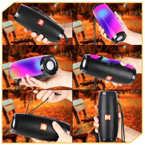 GŁOŚNIK BOOMBOX BLUETOOTH 4.2 LED USB MP3 AUX FM 2X5W STEREO 3H PRZENOŚNY