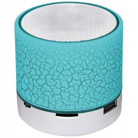 GŁOŚNIK PRZENOŚNY BLUETOOTH LED MP3/MICROSD 3W NIEBIESKI Z PODŚWIETLENIEM