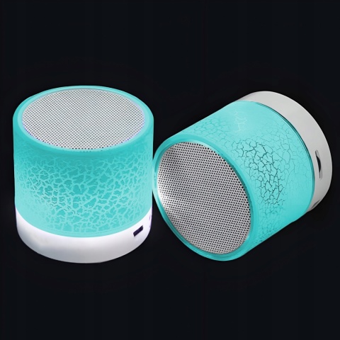 GŁOŚNIK PRZENOŚNY BLUETOOTH LED MP3/MICROSD 3W NIEBIESKI Z PODŚWIETLENIEM