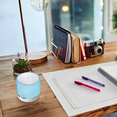 GŁOŚNIK PRZENOŚNY BLUETOOTH LED MP3/MICROSD 3W NIEBIESKI Z PODŚWIETLENIEM