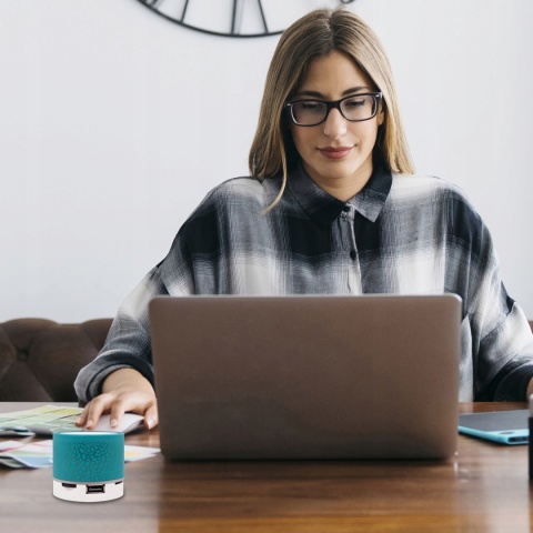 GŁOŚNIK PRZENOŚNY BLUETOOTH LED MP3/MICROSD 3W NIEBIESKI Z PODŚWIETLENIEM