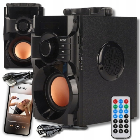 GŁOŚNIK PRZENOŚNY BOOMBOX 10W BLUETOOTH FM USB AUX MP3 KARAOKE + PILOT