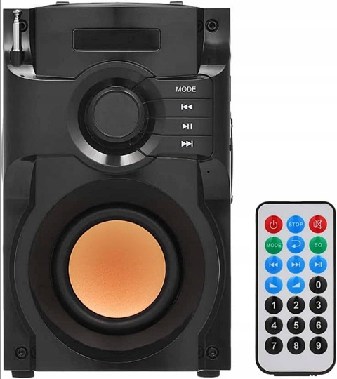 GŁOŚNIK PRZENOŚNY BOOMBOX 10W BLUETOOTH FM USB AUX MP3 KARAOKE + PILOT