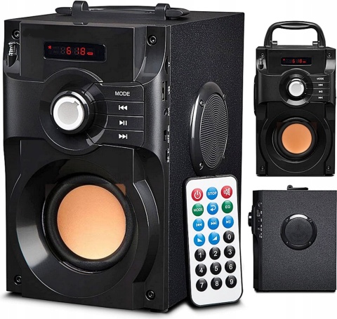 GŁOŚNIK PRZENOŚNY BOOMBOX 10W BLUETOOTH FM USB AUX MP3 KARAOKE + PILOT