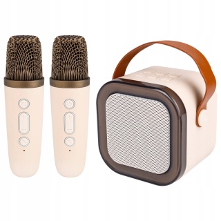 GŁOŚNIK PRZENOŚNY KARAOKE 2 MIKROFONY, BLUETOOTH 5.3, RGB, MP3, AUX, 500MAH