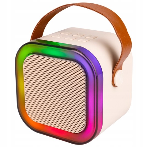 GŁOŚNIK PRZENOŚNY KARAOKE 2 MIKROFONY, BLUETOOTH 5.3, RGB, MP3, AUX, 500MAH