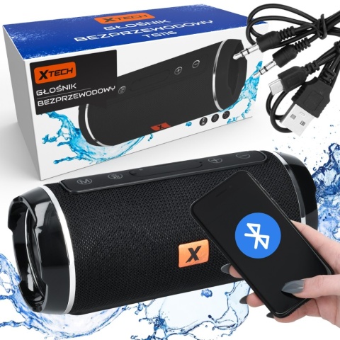 GŁOŚNIK PRZENOŚNY XTECH BLUETOOTH 5.1 USB/SD/FM AUX, ODPORNY NA ZACHLAPANIA