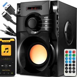 NOWOCZESNY GŁOŚNIK PRZENOŚNY 15W FM USB AUX LED PILOT - MULTIFUNKCYJNY 9H