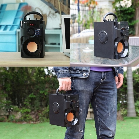 NOWOCZESNY GŁOŚNIK PRZENOŚNY 15W FM USB AUX LED PILOT - MULTIFUNKCYJNY 9H