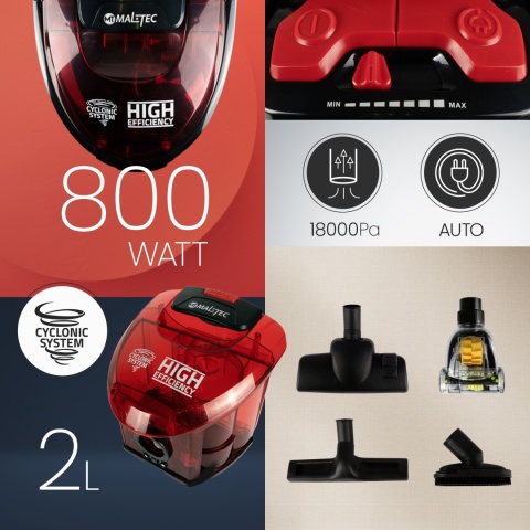 ODKURZACZ BEZWORKOWY CYKLONOWY DOMOWY HEPA TURBOSZCZOTKA LEKKI MOCNY 4200Wt