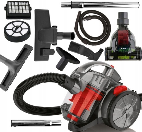 ODKURZACZ CYKLONOWY BEZWORKOWY HEPA TURBOSZCZOTKA LUND 700W 5 SZCZOTEK