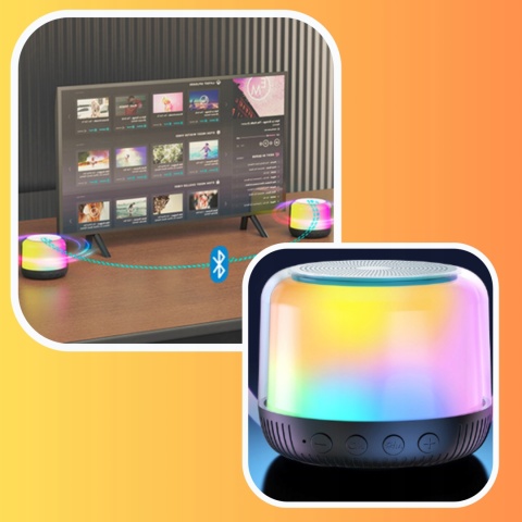 PRZENOŚNY GŁOŚNIK BLUETOOTH 5.1 RGB 5W OKRĄGŁY CZARNY USB-C KOLOROWE LEDY