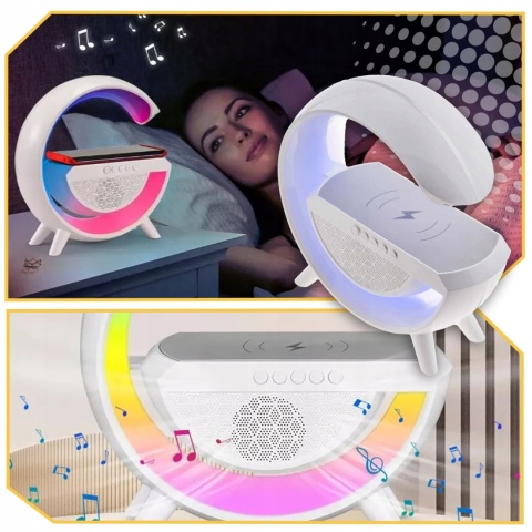 PRZENOŚNY GŁOŚNIK XXL BLUETOOTH Z LAMPKĄ I ŁADOWARKĄ INDUKCYJNĄ 10W BIAŁY