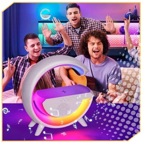 PRZENOŚNY GŁOŚNIK XXL BLUETOOTH Z LAMPKĄ I ŁADOWARKĄ INDUKCYJNĄ 10W BIAŁY