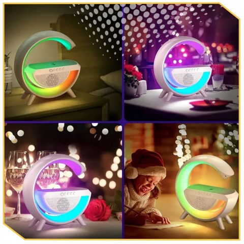 PRZENOŚNY GŁOŚNIK XXL BLUETOOTH Z LAMPKĄ I ŁADOWARKĄ INDUKCYJNĄ 10W BIAŁY