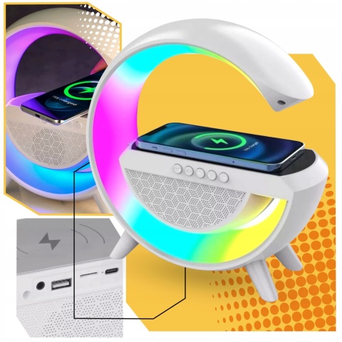PRZENOŚNY GŁOŚNIK XXL BLUETOOTH Z LAMPKĄ I ŁADOWARKĄ INDUKCYJNĄ 10W BIAŁY