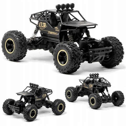 RC AUTO TERENOWE CZARNE 1:16 METAL 4X4, 2 SILNIKI, AMORTYZATORY ANTYKOLIZJA