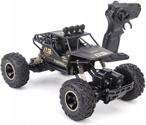 RC AUTO TERENOWE CZARNE 1:16 METAL 4X4, 2 SILNIKI, AMORTYZATORY ANTYKOLIZJA
