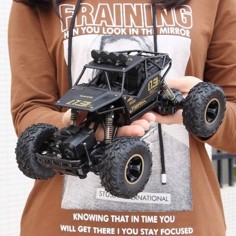 RC AUTO TERENOWE CZARNE 1:16 METAL 4X4, 2 SILNIKI, AMORTYZATORY ANTYKOLIZJA