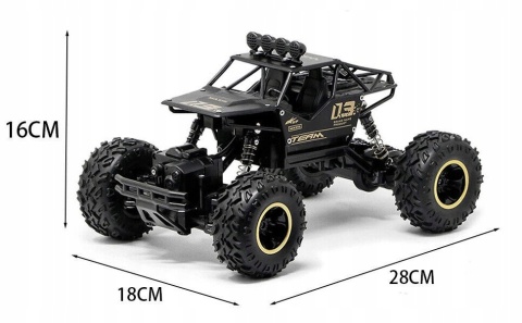 RC AUTO TERENOWE CZARNE 1:16 METAL 4X4, 2 SILNIKI, AMORTYZATORY ANTYKOLIZJA