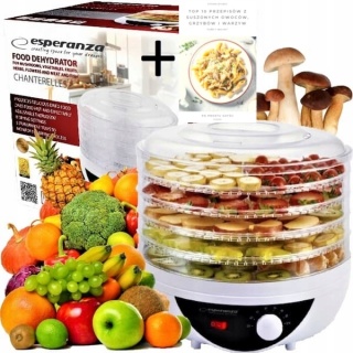 SUSZARKA ESPERANZA 250W 5 SITA - SZYBKIE SUSZENIE OWOCÓW, WARZYW I MIĘSA