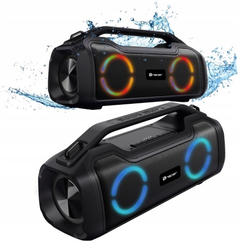 TRACER BIGBOY TWS 40W GŁOŚNIK MOBILNY IPX5 3600MAH POWERBANK RGB LED CZARNY
