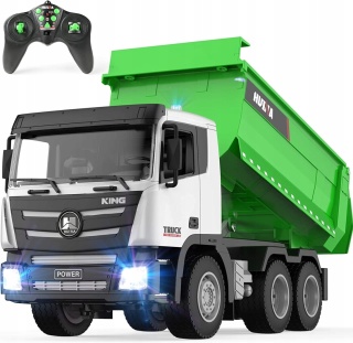 ZDALNIE STEROWANA WYWROTKA RC 1:18 LED DŹWIĘKI 0,5 KG ŁADOWNOŚCI CIĘŻARÓWKA