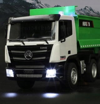 ZDALNIE STEROWANA WYWROTKA RC 1:18 LED DŹWIĘKI 0,5 KG ŁADOWNOŚCI CIĘŻARÓWKA