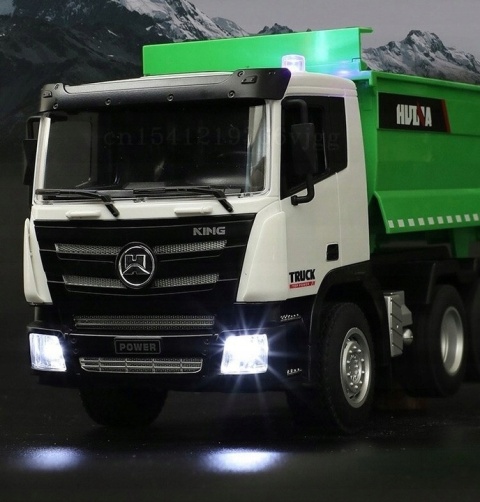 ZDALNIE STEROWANA WYWROTKA RC 1:18 LED DŹWIĘKI 0,5 KG ŁADOWNOŚCI CIĘŻARÓWKA