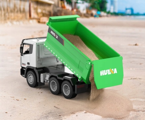 ZDALNIE STEROWANA WYWROTKA RC 1:18 LED DŹWIĘKI 0,5 KG ŁADOWNOŚCI CIĘŻARÓWKA