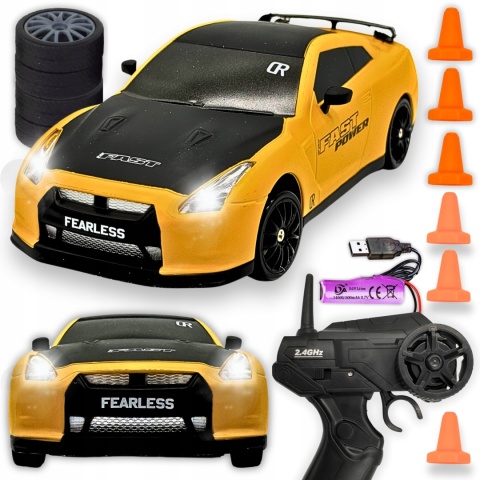 ZDALNIE STEROWANE AUTO DRIFT 4X4, NISSAN GT-R, PILOT 2.4GHZ, AKUMULATOR