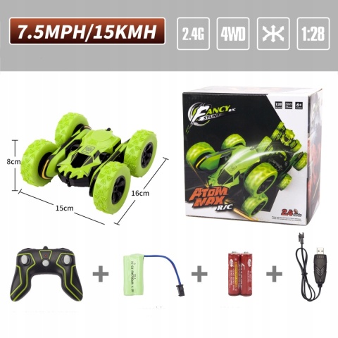 ZDALNIE STEROWANY SAMOCHÓD AKROBATA 360° RC ZIELONY 15KM/H 2.4GHZ AUTO