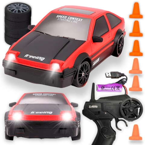 ZDALNIE STEROWANY SAMOCHÓD DRIFTOWY RC 4X4 NISSAN GT-R, SKALA 1:24, 15 KM/H