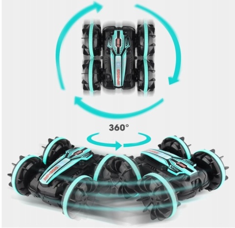 ZDALNIE STEROWANY SAMOCHÓD RC AMFIBIA 4X4, 360° OBROTY, STEROWANIE GESTAMI
