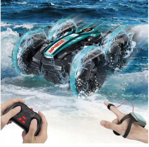 ZDALNIE STEROWANY SAMOCHÓD RC AMFIBIA 4X4, 360° OBROTY, STEROWANIE GESTAMI