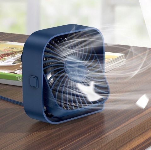 Cichy Mini Wentylator Biurkowy Obrotowy 360 Usb Topk K50 Niebieski Wydajny