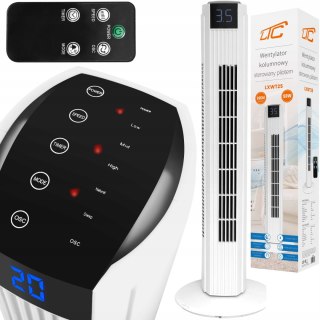 Duży Wentylator Kolumnowy Ltc 50W Pilot 3 Prędkości Timer Oscylacja Biały