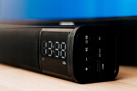 Głośnik Bluetooth Soundbar Lcd Radio Kuchenne Akumulatorowe Zegarek Usd Sd