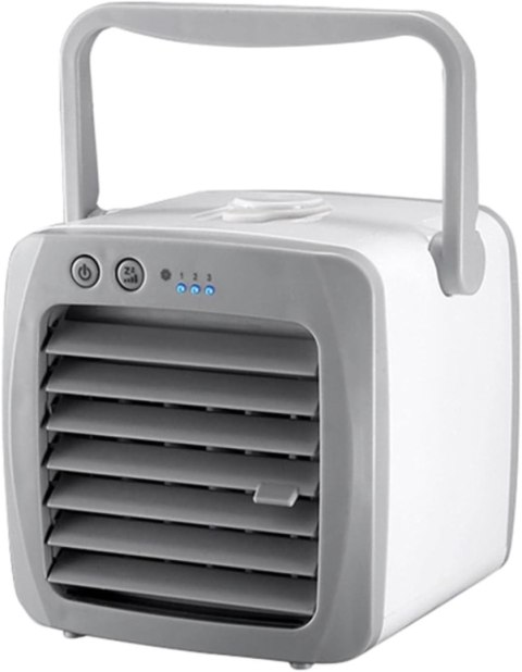 Mocny Cichy Klimator Przenośny Usb Na Wodę Biały Mini Cooler 3 Tryby Led 7W
