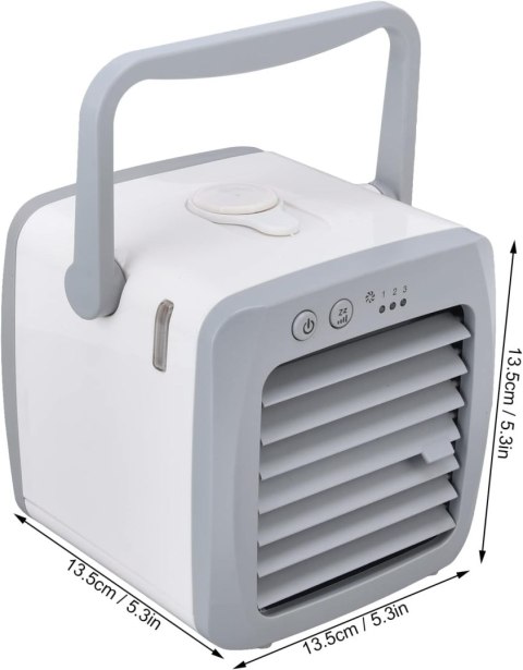 Mocny Cichy Klimator Przenośny Usb Na Wodę Biały Mini Cooler 3 Tryby Led 7W