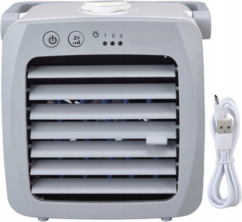 Mocny Cichy Klimator Przenośny Usb Na Wodę Biały Mini Cooler 3 Tryby Led 7W